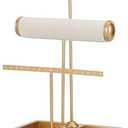 ChezMax Triple Tier Jewery Display Removable Bracelet Holder Jewelry Stand Necklace Stand Jewelry Towers and Watch Holder for Home Organization(T- Gold)