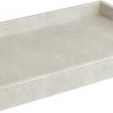 Modern Elegant 18"x12" Rectangle Natural Ivory Beige Faux Leather Shagreen Decorative Tray Ottoman Coffee Table Perfume Vanity Kitchen Serving Tray with Silver Metal Handles by Home Redefined.