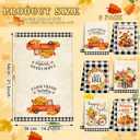Ganeen 6 Pcs Hello Fall Thanksgiving Hand Towels Set Black and White Checkered Kitchen Dish Towels Vintage Pumpkin Truck Biker Farmhouse Buffalo Plaid Tea Decorations for Home Kitchen Cooking (Adorable)