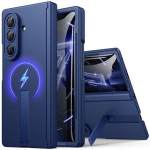 BXYJY for Samsung Galaxy Z Fold 7 Case with Stand, Compatible with MagSafe, Front Screen Protector, Camera & Hinge Protection, Slim Rugged Full Body Magnetic Phone Case for Samsung ZFold 7, Blue