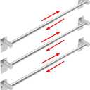 Towel Bar, 14inch to 25inch Adjustable Towel Holder Rod, Self Adhesive Wall Mounted Hand or Body Towel Rack for Bathroom Kitchen, Stainless Steel Organizer Single Bar (Brushed Nickel, 3 Pack)