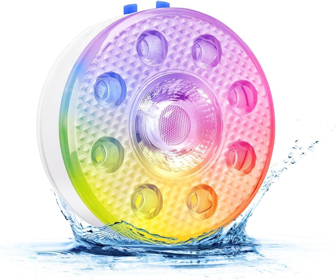Magnetic Floating Shower Lights with Remote - LUXJET 1 Pack RGB Color IP68 Waterproof Rechargeable Battery Operated Underwater Pool Lights for Christmas, Halloween Decor, Spa, Bath, Fountains