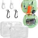 Trendy Beach Bag Accessories Set For Bogg Bag, Phone Storage Bag, 6Pcs Hooks, 2Packs Clear Bags, (White)