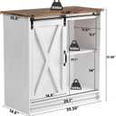 Farmhouse Coffee Bar Cabinet, Coffee Bar Table with Sliding Barn Door, Suitable for Kitchen, Dining Room and Living Room, Large