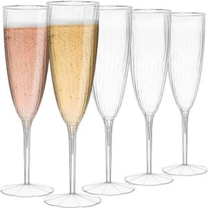 OTOB 36 Pack 6 oz Plastic Champagne Flutes, Reusable Crystal Clear Disposable Wine Glasses Reusable & Unbreakable Hard Plastic Cocktail Cups for Wedding Party Home Birthday Toasting Drinking