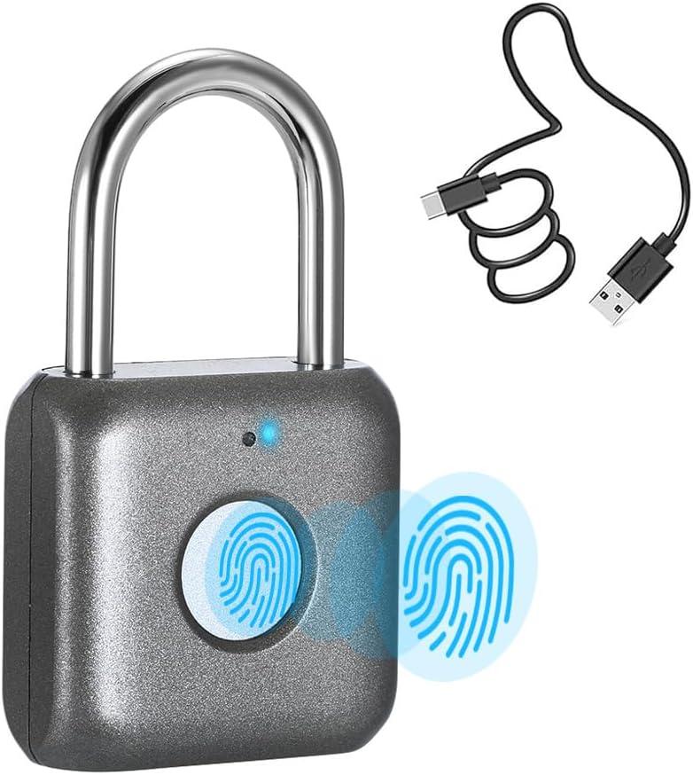 Fingerprint Padlock eLinkSmart Combination Lock Keyless Locker Lock for Gym Locker Backpack Suitcase Luggage Small Metal Gym Padlock P8 Gray