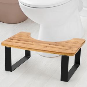 Bathroom Stool, Bamboo Toilet for Bathroom, Toilet Stools, Potty for Pooping, Poop Stool, Toilet Step Toddler, Portable Squatting Pan with Dual Anti Slip Design, Stain, Scratch, CrackProof(Brown)