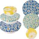 Reusable Bowl Covers for Bread Proofing - Beeswax Bowl Covers Reusable 3 Set, Cotton Blend Stretch Design, Fits 4-13 Inch Bowls, Shower Caps for Sourdough Bread, Dough Proofing & Food Storage(Daisy)