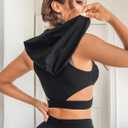 OYOANGLE Women's Zip Front Sports Bra Cut Out High Support Hooded Crop Tank Top Activewear, M