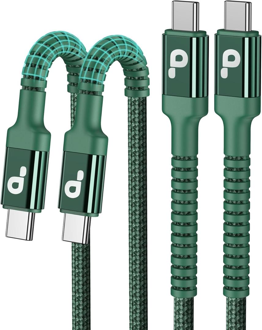 USB C Cable 6FT, 2Pack USBC to USBC Fast Charging Cable, iPhone 16 15 Charger Cable Long Type C Cord Nylon Braided Compatible with iPhone 17/ 16/ 15/ Pro Max/ Plus/ Samsung Galaxy S23/ LG and More-Green