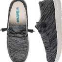 Betrue Women's Lightweight Boat Shoes, Casual Loafers, Slip On Deck Shoes, Breathable Canvas Sneakers (11, Black2018)