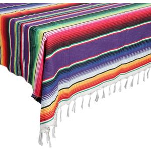 OurWarm 59 x 84 Inch Mexican Tablecloth Serape Blanket, Large Square Cotton Fringe Fiesta Tablecloth for Mexican Cinco de Mayo Party Decorations (Purple)