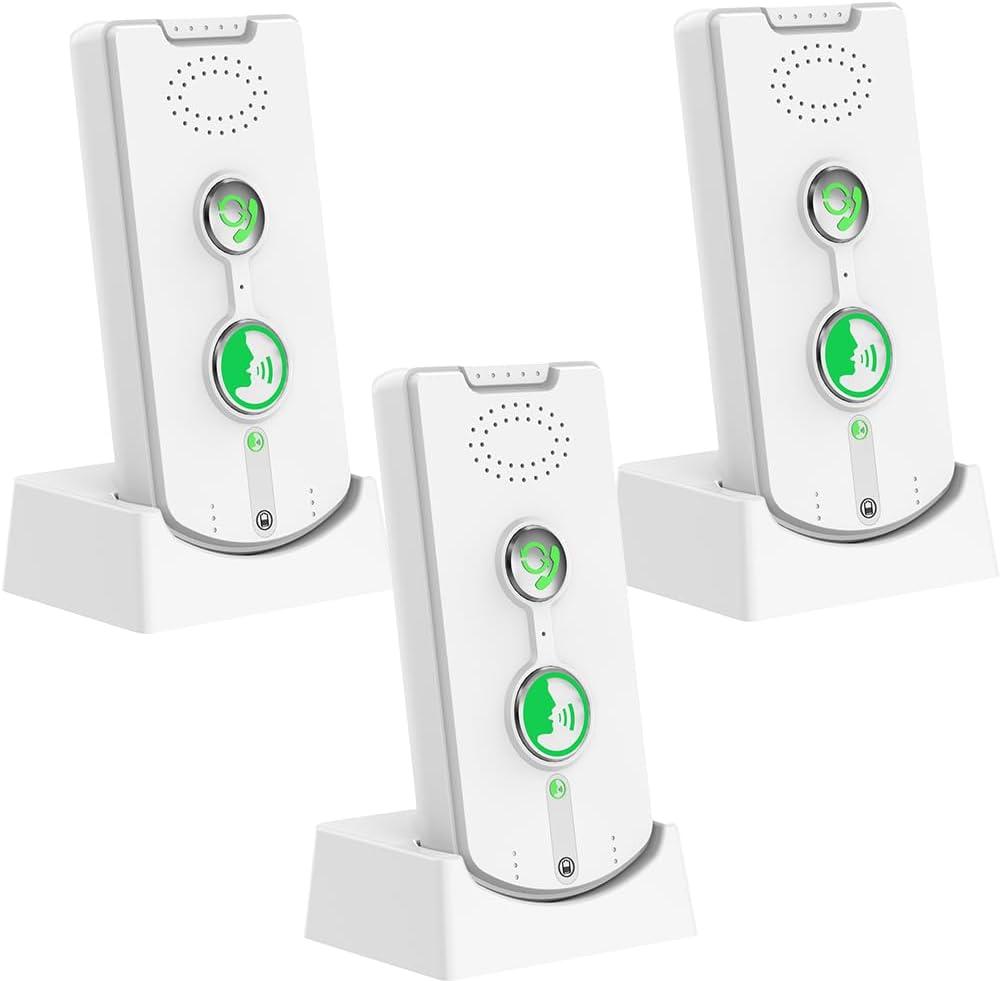 2 Way Intercoms Wireless for Home Office,Portable Room to Room Long Range Intercom System with Charging Base, Long Standby Time 5 Level Volume Adjustment,38 Ringtones Adjustment (3 Pack)