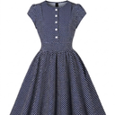 Kids Sabrina Polka Dot Dress - Midnight Blue, Kids L