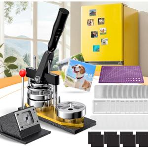 2x2 Inch Square Fridge Magnet Maker Machine Kit - [200Pcs Consumables + Paper Cutter & Cutting Board] | Photo Magnet Making kit, DIY Refrigerator Badge Press Kit1Machine+200 pcs Consumables