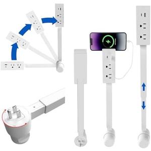 Electrical Outlet Extender Features USB-A, USB-C, and 2 AC Electrical Outlet Extender Stick for Hard to Reach Spaces Extends 22"-27", Rotates 180°. Use Behind Couches, Nightstands, Desks, and More
