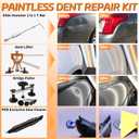 Paintless Dent Repair Kit with LED Line Board, Heat Gun for Glue Removal & Dent Heating, Dent Puller Kit with T-Bar, Dent Lifter, PC Glue Tabs, Auto Body Dent Removal Kit for Cars Trucks (EXP 08/31/26)