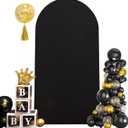 Black Arch Backdrop Cover 7.2FT Spandex Fitted Wedding Arch Stand Covers Round Top Chiara Arch Covers Stretchy Backdrop for Birthday Party Ceremony Banquet Decoration