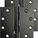 Stainless Steel Matte Black 4.5'' Ball Bearing Hinges - Heavy-Duty, Square Corners, 2PACK for Exterior Doors