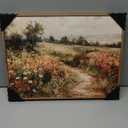 Framed Canvas Wall Art Vintage Decor, Vintage Painting Wall Art Prints, Landscape Wall Art for Living Room Decor Bedroom Home Bathroom Wall Decor (Wildflower Field)
