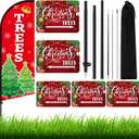 Christmas Tree Feather Flag 7 ft Christmas Swooper Flag Banner with Pole Set 5 Pcs Xmas Double-sided Yard Store Signs 16 x 12 Inch Waterproof Corrugated Plastic Reusable for Outdoor Business