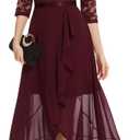 Bbonlinedress Women's V-Neck Dress for Women Wedding Guest Hi-Lo Floral Lace Prom Cocktail Party Formal Bridesmaid Dress (X-Large)