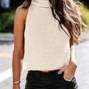 Imily Bela Womens Turtleneck Sweater Vest Sleeveless Loose Pullover Sweaters Knit Fashion Tank Tops, White S