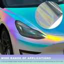 Car Honeycomb Graphic Headlight Tint, Gloss Holographic Laser Auto Taillight Film with Squeeze & Cutter, Self Adhesive Honeycomb Type Fog Light Cover Trim for Cars Vans SUVs (Transparent)