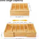 Kiasthome Expandable Bamboo Lid Organizers Inside Cabinet, Kitchen Cabinet Organizers with 3 Adjustable Dividers, Storage Plastic Lids, Food Container Lid Holder Organizer for Drawer Pantry, Nature