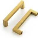Ravinte 10 Pack 3-3/4 Inch Kitchen Square Cabinet Handles Cabinet Pulls Brushed Brass Drawer Pulls Kitchen Cabinet Hardware Kitchen Handles for Cabinets Cupboard Handles Drawer Handles