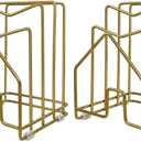 2 Pack Pot Lid Organizer Cutting Board Holder Inside Cabinet 304 Stainless Steel Pot and Pan Organizer Under Cabinet Cookie Sheet Bakeware Serving Tray Cooling Rack Stand Kitchen Countertop Matte Gold