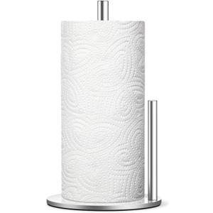 Paper Towel Holder Countertop, Premium Stainless Steel Silver Paper Towel Holder with Anti Slip & Waterproof, Freestanding Countertop Paper Towels Holder for Kitchen, Tabletop, Bathroom