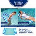 Aqua 4-in-1 Monterey Hammock Pool Float & Water Hammock, Multi-Purpose, Inflatable Pool Floats for Adults, Patented Thick, Non-Stick PVC Material, One Light Blue & One Navy/White Stripe, 2-Pack, 45.5 x 26"