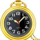 Vintage Pocket Watches for Men Womens Pocket Watch with Chain | Retro analog quartz pocket watch with chain & necklace, Accurate timekeeping, Gift box packed, Ideal gift for dad mom him her