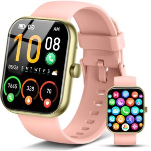 Smart Watch for Men Women, 2026 Release (Answer/Make Call) 1.96" HD Fitness Tracker Running Watch,IP68 Waterproof, Pedometer,Step/Sleep/Heart Rate Monitor,110+ Sport Mode Smartwatch for Android,Pink