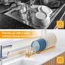 Bamboo Dish Rack - Expandable Plate Rack & Dish Drying Rack for Kitchen Cabinet Storage, Adjustable Multi-Functional Design Organizer for Plates, Cups, Pots, Cutting Boards (Natural Bamboo) 2 PACK, Large