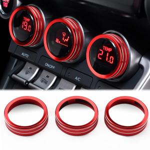 Auovo AC Knob Rings Covers Compatible with Subaru BRZ 2022-2025 for Toyota GR86 2022-2024 2025 Interior Accessories Air Climate Control Switch Knob Button Ring (Air Conditioning Knobs Cover-3PCS, Red)