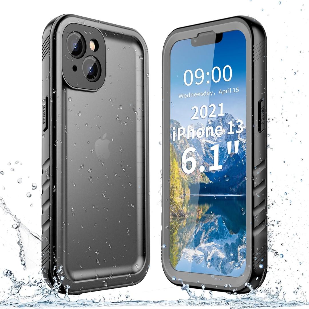 SPORTLINK for iPhone 13 Waterproof Case, Built-in Shockproof Dustproof Screen Protector, IP68 Underwater Full Body Sealed Dropproof Protective Cover for iPhone 13 6.1 Inch (Black)