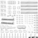 [313Pcs] Cable Management Kit, 67 Adhesive Cable Clips, Topavatop Desk Cord Organizer, 22 Reusable Cable Strap, 4 Cable Sleeve Split, 200 Nylon Cable Zip Ties with 20 Mounts for TV Office Home, White