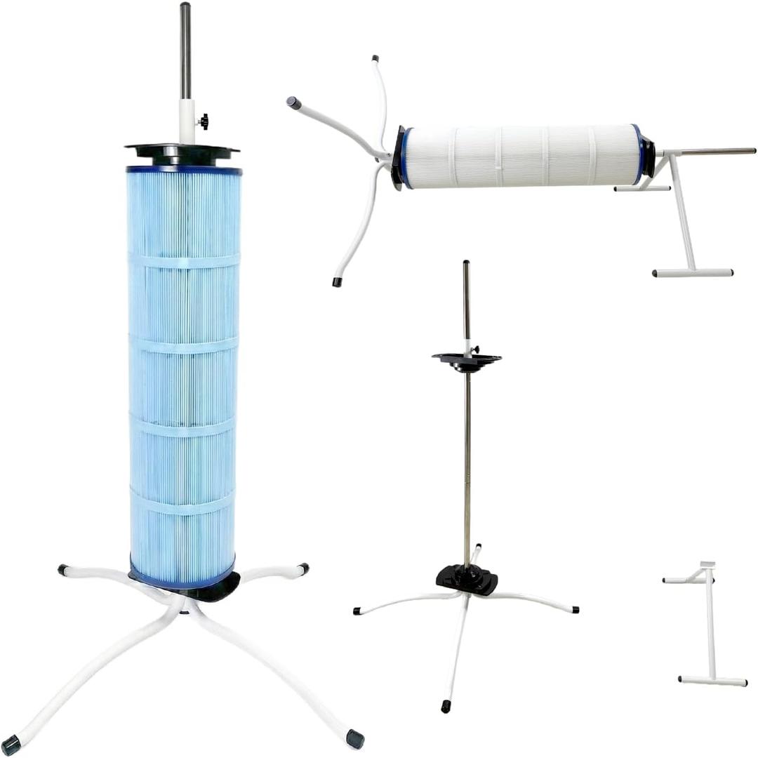 Dual Vertical/Horizontal Pool Filter Cleaner Stand Tool - Boosts Cleaning Speed, Universal Fit for 3", 4", 6" Filter Cartridges