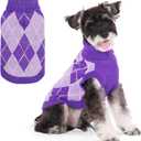 KOOLTAIL Small Dog Sweater, Knit Turtleneck Cold Weather Dog Sweaters for Medium Large Dogs,Soft Diamond Plaid Pullover Knitwear Pet Winter Warm Clothes,Pet Coat Puppy Sweater for Girls Boys,Purple S
