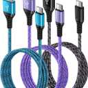 USB C Charger Cable Fast Charging 3 Pack 6ft for iPhone 17 16 15 Pro Max/15 Plus/15 Pro/15, 3.1A Braided Car Cord USB A to USB C Android Phone Power Cord for Samsung Galaxy S24 A54 A14 S23 Ultra S22