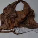 MakeMeChic Women's Plus Size Cheetah Print Halter Tops Open Back Draped Front Club Tank Crop Top (XX-Large Plus, Coffee Brown)