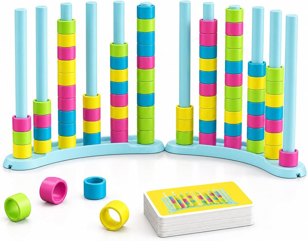iuuoi Color Matching Challenge Game 2 Pack Fast Pattern Color Sorting & Stacking Toys, Fun Family Board Game for Kids & Adults, 2 Player Birthday Gift for Boys & Girls, Sensory Toys for Autism