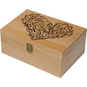 EXISTING Wooden Memory Keepsake Box, Floral Heart Engraved Large Keepsake Boxes with Lids, Memory Box Keepsakes Gift for Anniversary, Wedding, Memory, Birthday, Valentines Day, for Office or Home (9.8"L x 7.8"W x 4.1"H, Khaki)