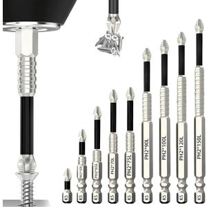 9PCS High-Magnetic Screwdriver Drill Bit Set, Anti-Slip Magnetic Electric Screwdriver Set(25 50 65 70 75 90 100 120 150mm)for Electric & Hand Screwdrivers, Anti-Slip Precision Bits with Enhanced Grip