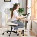 YFO Ergonomic Cross Legged Office Chair and ADHD Meditation Chair with Silent Wheels for Home Office Desk Chair and Yoga, Wider Backrest Support and Storage Pockets Design, PU Leather, 23.6 inches x 19.3 inches x 33 inches