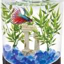 Tetra 1 Gallon Half Moon Small Fish Tank w/ Movable LED Light, For Betta & Gold Fish, Aquarium