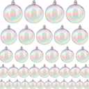 Shappy 36 Pcs Christmas Iridescent Ornaments Halloween, Transparent DIY Shatterproof Hanging Rainbow Ball Christmas Ornament 5 Different Sizes for Party, Wedding, Home Decor (Clear)