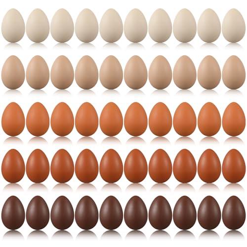 Beeveer 50 Pcs Plastic Easter Eggs Bulk for Easter Hunt 1.6 x 2.4 Inch Colorful Hanging Plastic Eggs for Basket Fillers Party Favor DIY Crafts Decoration(Brown Series)